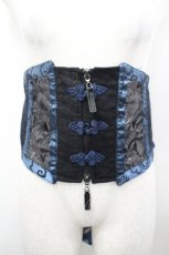 画像1: Qutie Frash / チャイナボタンリボンコルセット  青Ｘ黒 I-26-04-27-075-QU-TO-SA-ZI (1)