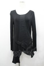 画像1: KUNIKUNI / ストライプジャガード切替カットソー  黒 I-26-04-27-010-HN-TO-TE-ZI (1)