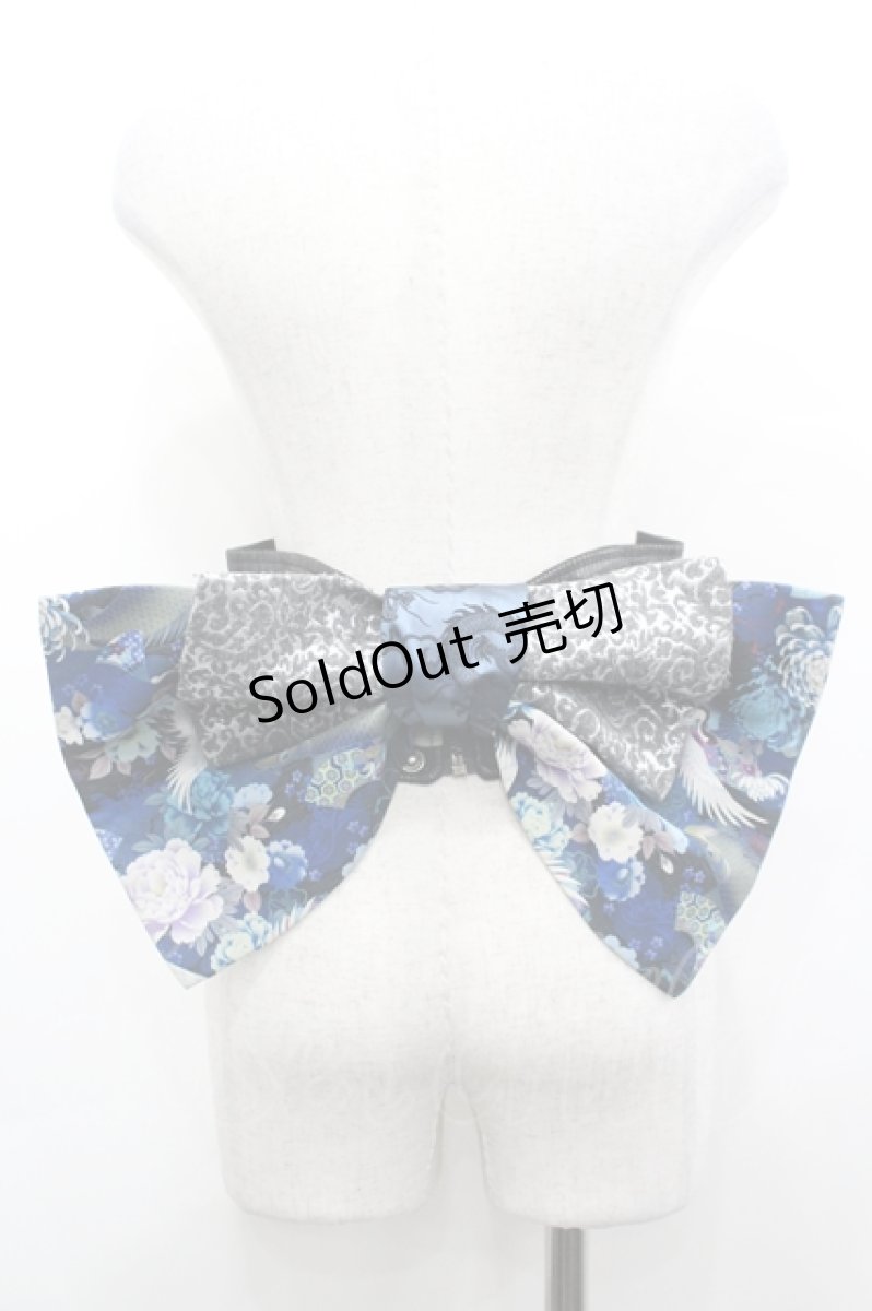 画像2: Qutie Frash / 鶴和柄リボン帯コルセット  青Ｘ白 I-26-04-27-079-QU-TO-SA-ZI (2)