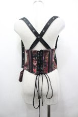 画像2: Qutie Frash / サスデザイン和柄コルセット  赤Ｘ黒 I-26-04-27-081-QU-ZA-SA-ZI (2)