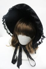 画像1: Moi-meme-Moitie / ローズレースボンネット  黒 I-26-04-27-090-MO-AC-SA-ZI (1)