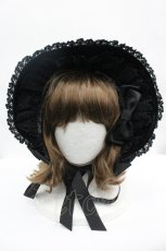 画像1: BABY,THE STARS SHINE BRIGHT / 別珍トーションレースボンネット  黒 I-26-04-27-091-BA-AC-AS-ZI (1)