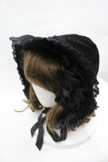 画像3: BABY,THE STARS SHINE BRIGHT / 別珍トーションレースボンネット  黒 I-26-04-27-091-BA-AC-AS-ZI (3)