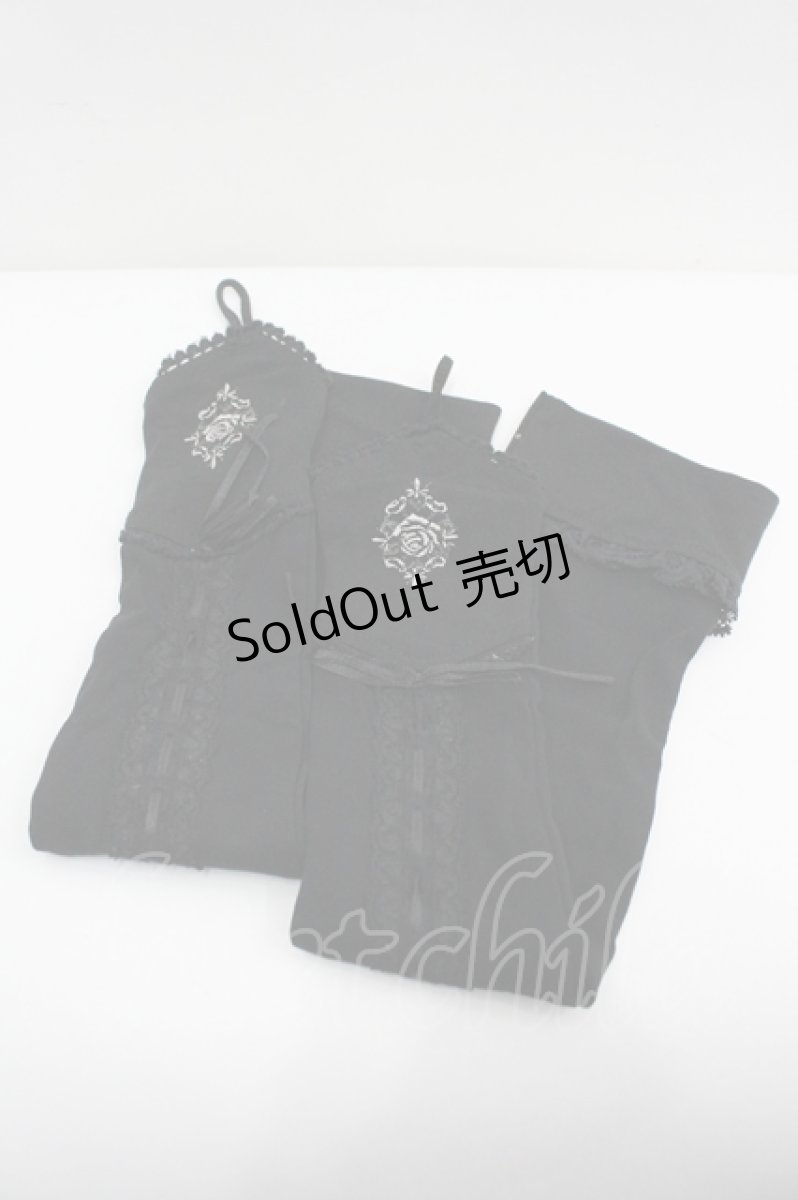 画像1: Ozz Croce / 薔薇刺繍アームカバー  黒Ｘ白 I-26-04-27-097-OO-ZA-SA-ZI (1)