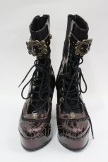 画像1: Ozz On / 魔女歌レースブーツ M ワイン I-26-04-27-117-OO-SH-SA-ZI (1)