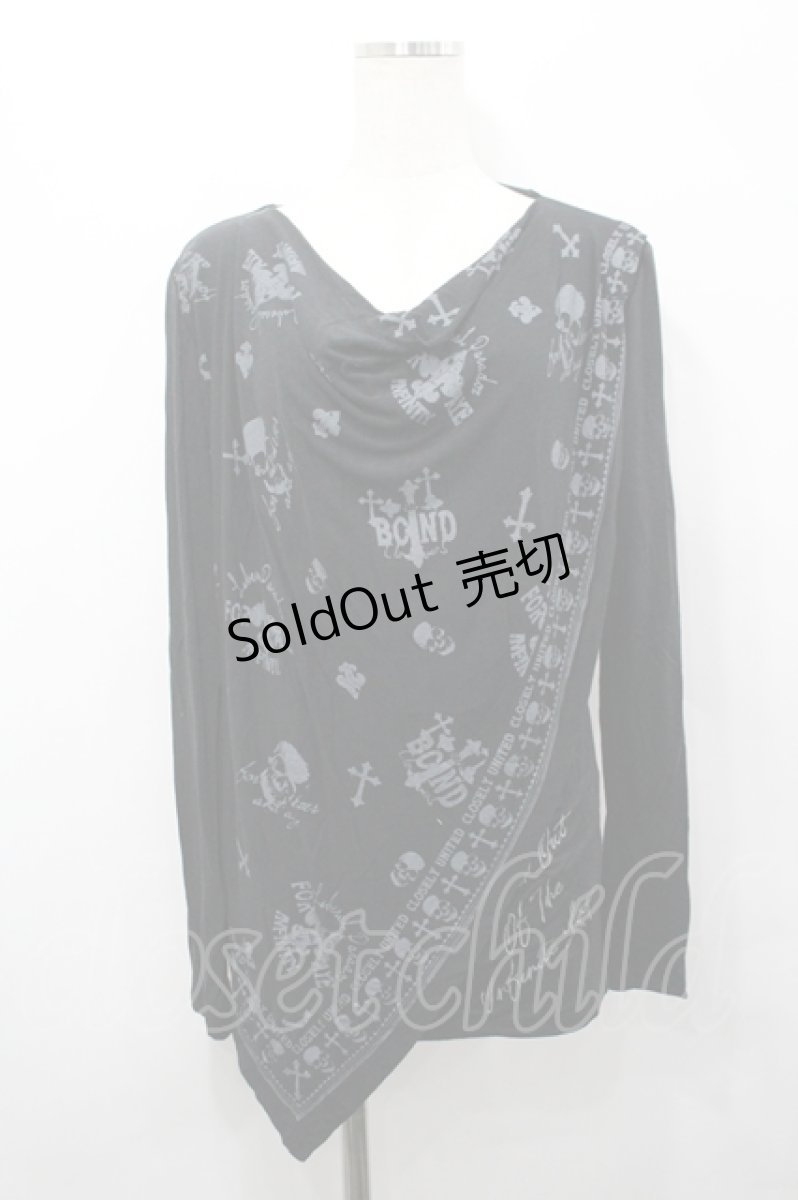 画像1: GHOST of HARLEM / スカルプリントドレープカットソー  黒 I-26-04-27-014-GL-TS-TE-ZI (1)