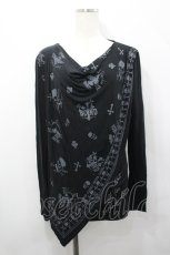 画像1: GHOST of HARLEM / スカルプリントドレープカットソー  黒 I-26-04-27-014-GL-TS-TE-ZI (1)