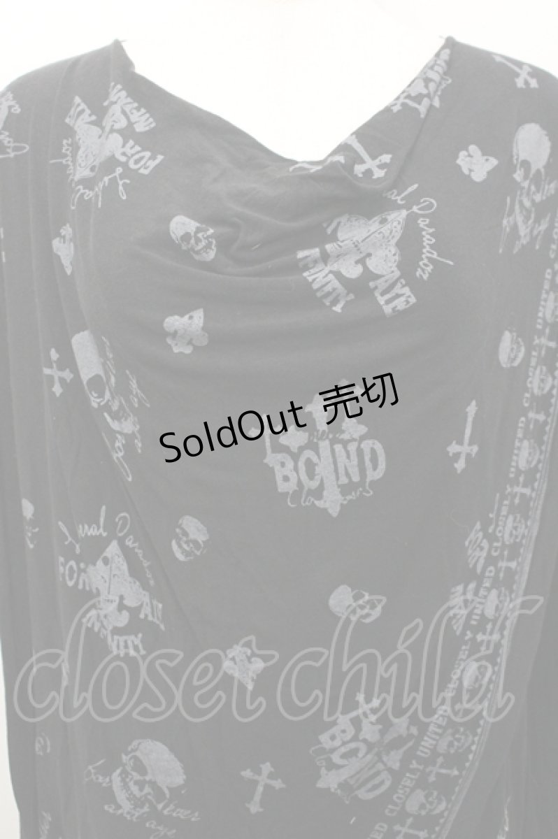 画像3: GHOST of HARLEM / スカルプリントドレープカットソー  黒 I-26-04-27-014-GL-TS-TE-ZI (3)