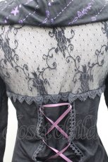 画像4: HONEY / プリントフリル&レース切り替えフードカーディガン  黒Ｘ紫 I-26-04-27-017-HN-TO-SA-ZI (4)