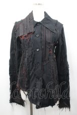 画像1: h.NAOTO / ダメージ加工シャツ  黒 I-26-04-27-018-HN-TS-TE-ZI (1)