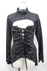 画像1: h.naoto Blood / 襟付き胸元あき編み上げトップス  黒 I-26-04-27-020-HN-TO-TE-ZI (1)