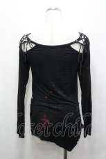 画像2: h.ANARCHY / 切りっぱなしワッペンデザインカットソー  黒ＸシルバーＸ赤 I-26-04-27-023-HN-TO-SA-ZI (2)