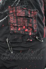 画像4: h.ANARCHY / 切りっぱなしワッペンデザインカットソー  黒ＸシルバーＸ赤 I-26-04-27-023-HN-TO-SA-ZI (4)