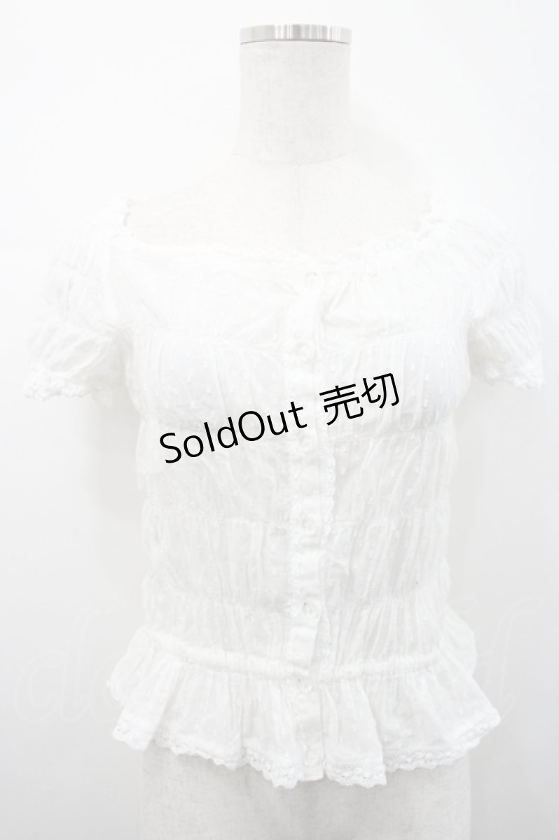 画像1: Emily Temple cute / ドビードット半袖ブラウス  白 I-26-04-29-025-ET-BL-SA-ZI (1)