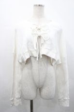 画像1: merry jenny / ショートワッフルリボンカーディガン  白 I-26-04-29-026-LO-TO-SA-ZI (1)