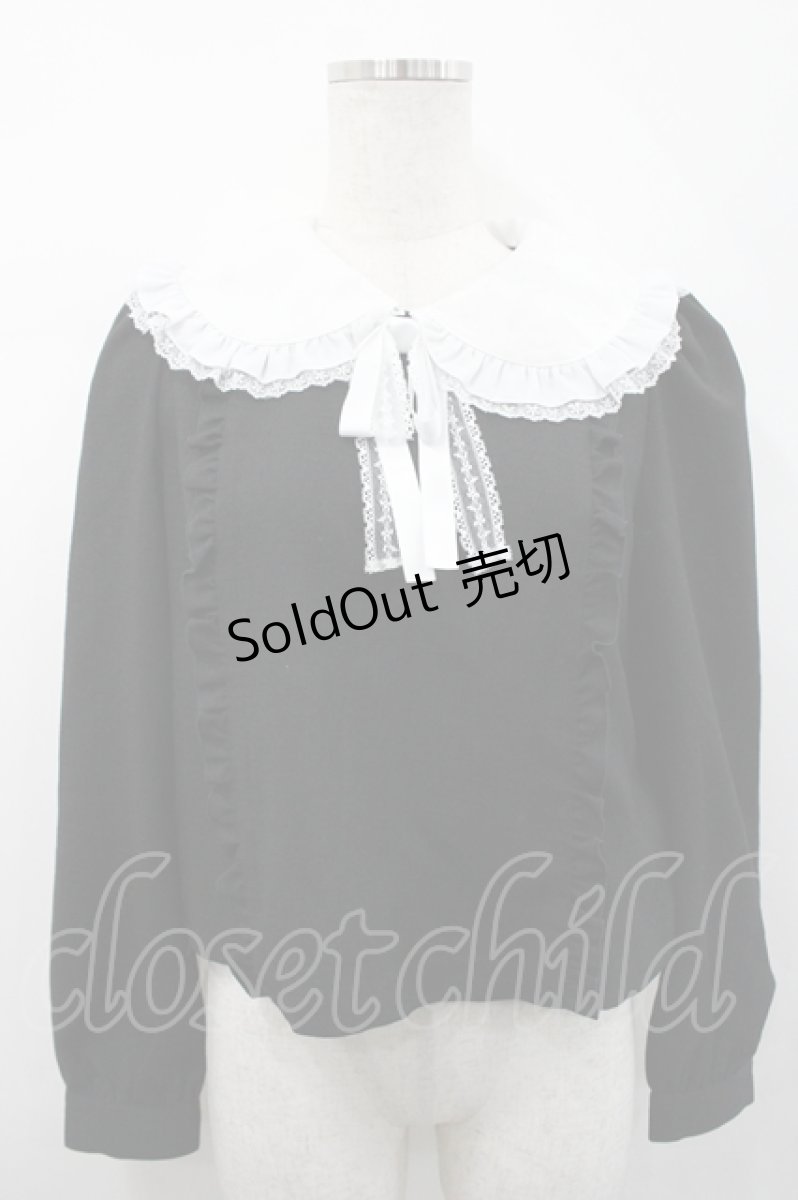 画像1: Secret Honey / フリル襟トップス  黒Ｘ白 I-26-04-29-029-CA-SK-SA-ZI (1)