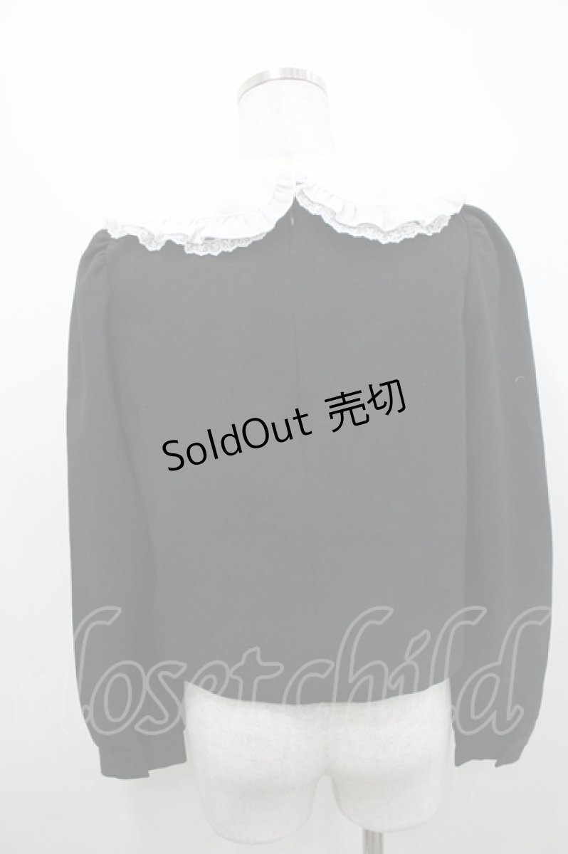 画像2: Secret Honey / フリル襟トップス  黒Ｘ白 I-26-04-29-029-CA-SK-SA-ZI (2)