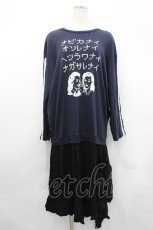 画像1: Candy Stripper / ナビカナイプリントカットワンピース  紺Ｘ黒Ｘ白 I-26-04-29-034-PU-OP-SA-ZI (1)