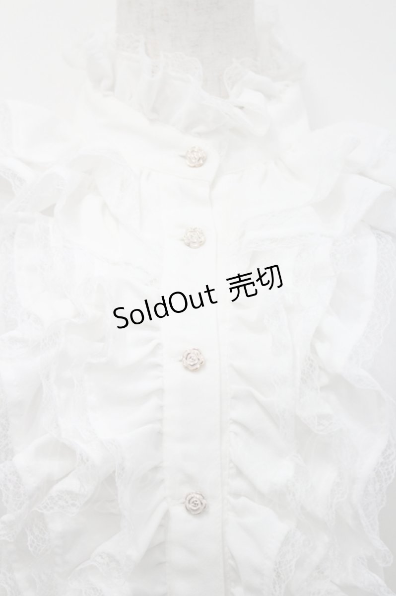 画像3: Triple fortune / フロントフリルハイネックロングシャツ  白 I-26-04-29-043-EL-BL-SA-ZI (3)