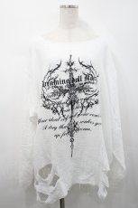 画像1: Amilige / コウモリクロスptメッシュロンT  白Ｘ黒 I-26-04-29-047-PU-TO-SA-ZI (1)