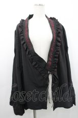 画像1: Ozz oneste / フロント刺繍&袖先段フリルジャケット  黒Ｘ赤 I-26-04-29-049-OO-JA-SA-ZI (1)