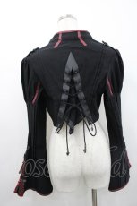 画像2: Ozz oneste / 露縁ブラウス  黒Ｘ赤 I-26-04-29-050-OO-BL-SA-ZI (2)