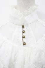 画像2: Ozz oneste / レースフリルハイネック半袖トップス  白 I-26-04-29-051-OO-BL-SA-ZI (2)