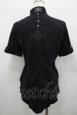 画像3: Ozz Croce / ベルトチョーカーデザインスナップボタン半袖シャツ  黒 I-26-04-29-055-OO-BL-SA-ZI (3)