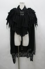 画像1: Ozz oneste / 羽根デザインドレープケープ  黒 I-26-04-29-056-OO-JA-SA-ZI (1)