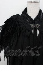 画像2: Ozz oneste / 羽根デザインドレープケープ  黒 I-26-04-29-056-OO-JA-SA-ZI (2)