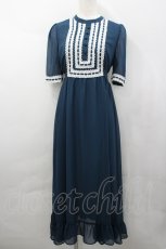 画像1: an another angelus / はしごリボン使いジョーゼットロングワンピース  青Ｘ白 I-26-04-29-058-CA-OP-SA-ZI (1)