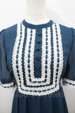 画像2: an another angelus / はしごリボン使いジョーゼットロングワンピース  青Ｘ白 I-26-04-29-058-CA-OP-SA-ZI (2)