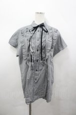 画像1: MILK / フリルシャツワンピース  グレーＸ黒 I-26-04-29-059-ML-OP-SA-ZI (1)