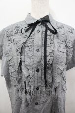 画像2: MILK / フリルシャツワンピース  グレーＸ黒 I-26-04-29-059-ML-OP-SA-ZI (2)