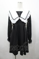 画像1: Rojita / 袖レース切り替えセーラー襟ワンピース  黒Ｘ白 I-26-04-29-064-LO-OP-SA-ZI (1)