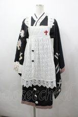 画像1: DOLLS PARTY / 絆創膏刺繍着物セット  黒Ｘアイボリー I-26-04-29-072-LO-OP-SA-ZI (1)