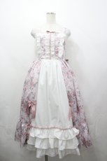 画像1: Chalmiere / クラシカルローズ柄ジャンパースカート M ピンク I-26-04-29-073-AX-OP-TE-ZI (1)