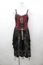 画像1: Ozz oneste / チャイナボタン&タッセルデザインキャミコルセット  赤Ｘ黒 I-26-04-29-081-OO-JA-SA-ZI (1)