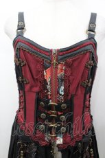 画像2: Ozz oneste / チャイナボタン&タッセルデザインキャミコルセット  赤Ｘ黒 I-26-04-29-081-OO-JA-SA-ZI (2)