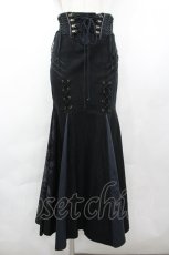 画像1: Ozz oneste / 龍プリント&フロント編み下げロングスカート  黒 I-26-04-29-092-OO-SK-SA-ZI (1)