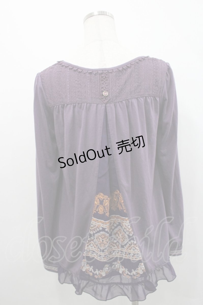 画像2: axes femme / 刺繍デザインプルオーバー M パープル I-26-04-29-009-AX-TO-TE-ZI (2)