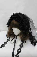 画像1: Triple fortune / レースローズヴェールヘッドドレス  黒 I-26-04-29-108-EL-AC-SA-ZI (1)