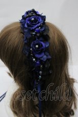 画像2: Atelier Beatrice / ローズパールカチューシャ  青X黒 I-26-04-29-114-GO-AC-SA-ZI (2)