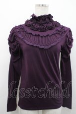 画像1: axes femme / 薔薇モチーフハイネックカットソー M パープル I-26-04-29-012-AX-TO-TE-ZI (1)