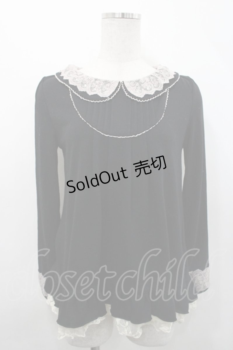 画像1: axes femme / レース襟ヨーク切替プルオーバー M 黒 I-26-04-29-002-AX-TO-TE-ZI (1)