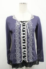 画像1: axes femme / レースアップカットソー M パープル I-26-04-29-021-AX-TO-TE-ZI (1)