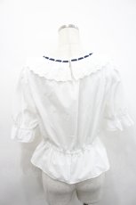 画像2: Fi.n.t / コットンレース使いはしごリボンブラウス  白Ｘネイビー I-26-04-29-022-CA-BL-SA-ZI (2)