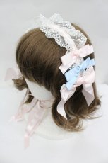 画像1: BABY,THE STARS SHINE BRIGHT / Eternal Ribbon Featheryヘッドドレス  ピンクＸサックス I-26-04-30-059-BA-AC-SA-ZI (1)