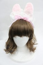 画像1: Angelic Pretty / Ribbon Bunny Cafeカチューシャ  ピンクＸ白 I-26-04-30-075-AP-AC-SA-ZI (1)