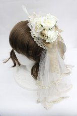 画像1: BABY,THE STARS SHINE BRIGHT / Papillonnage en eclatsヴェール付きカチューシャ  生成りＸゴールド I-26-04-30-088-BA-AC-SA-ZI (1)